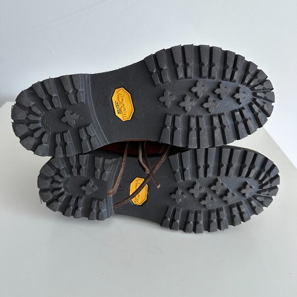 Frye Archie Hiking Boots 7 Leather Faux Shearling Lined Distressed Vibram Sole - Picture 11 of 11